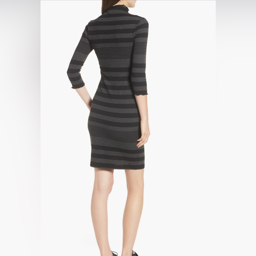 Socialite Nordstrom Black Gray Striped Mini Dress M - Picture 3 of 17